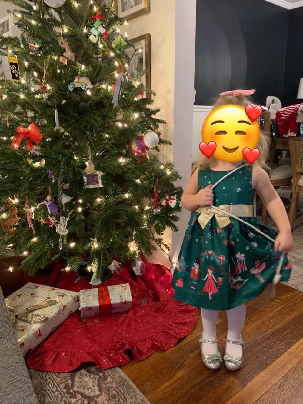 2T Bonnie Baby Green Holiday Bow Waist Party Dress
